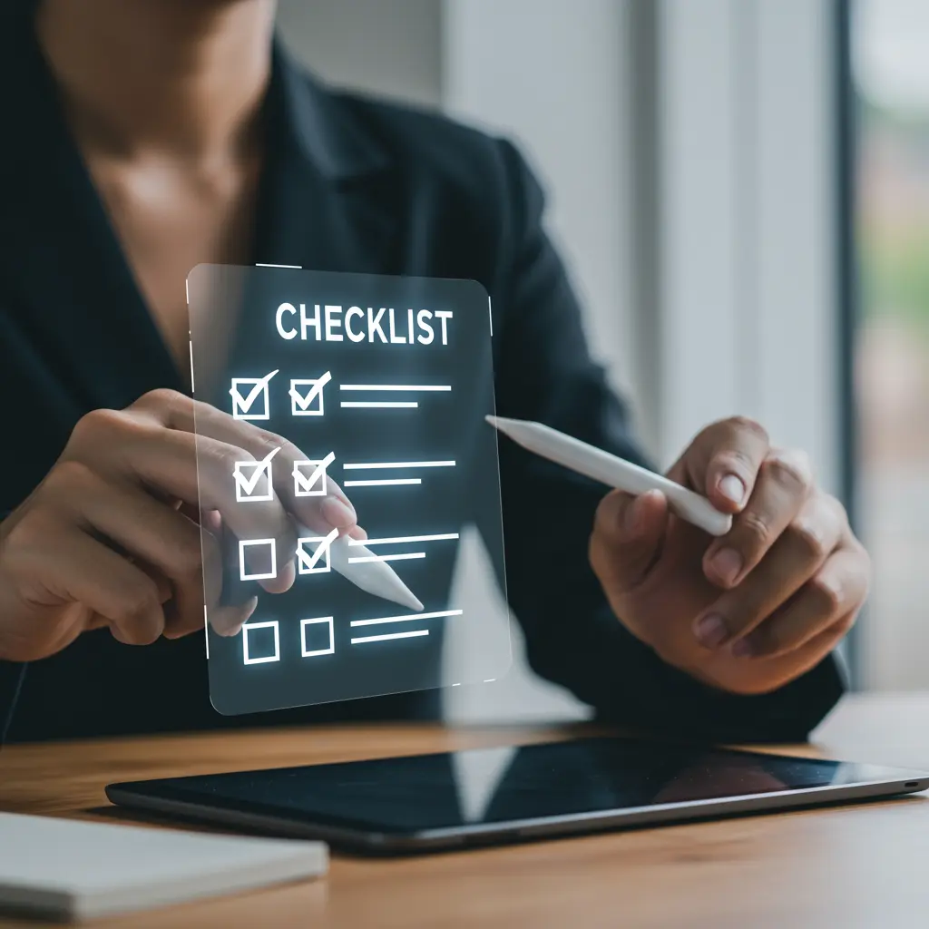 Professional computer support specialist using systematic checklist approach for computer setup and troubleshooting